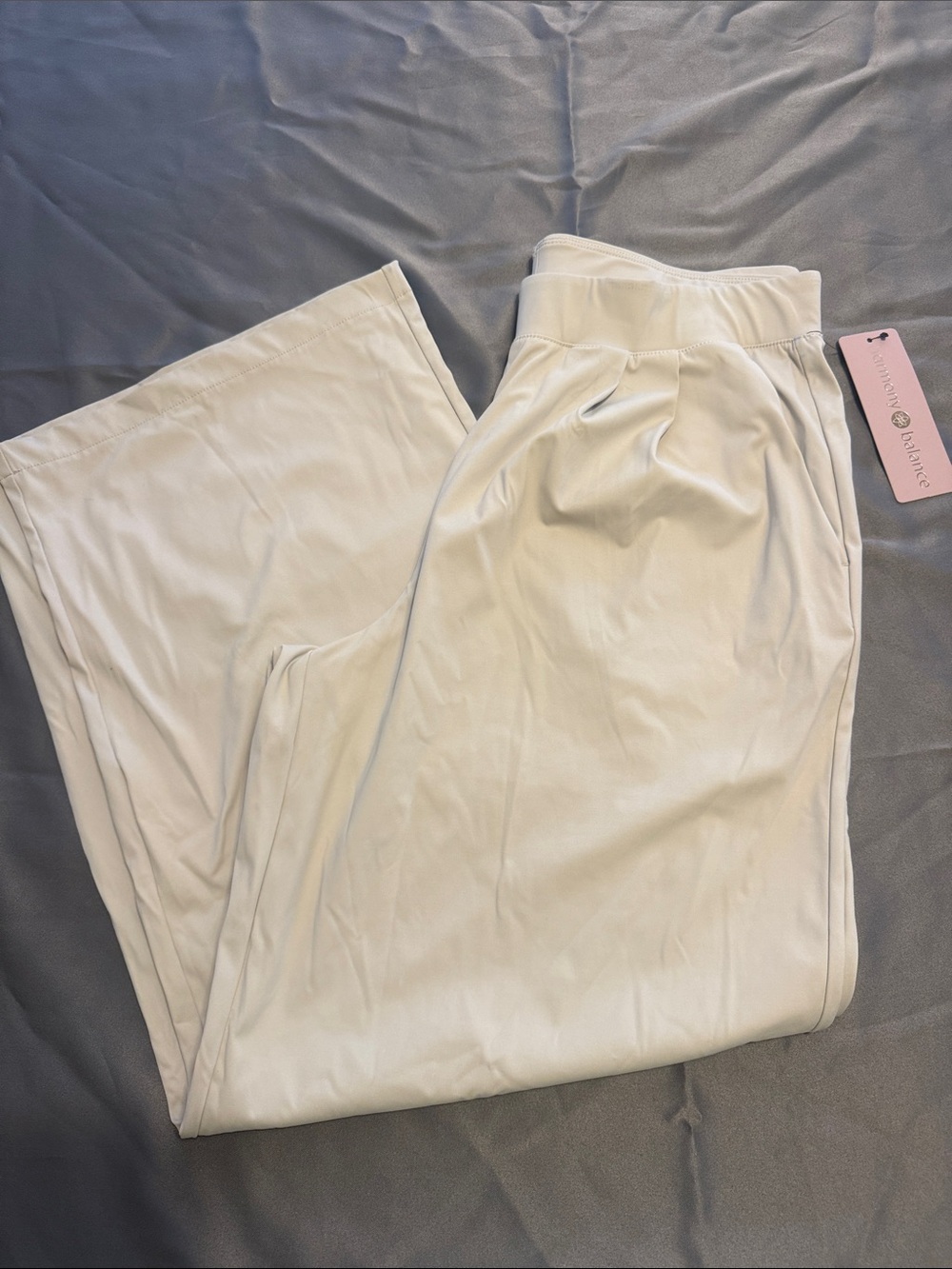 Harmony Balance Collection Large Wide-Leg Cream Pants Pockets 4 way Stretch New